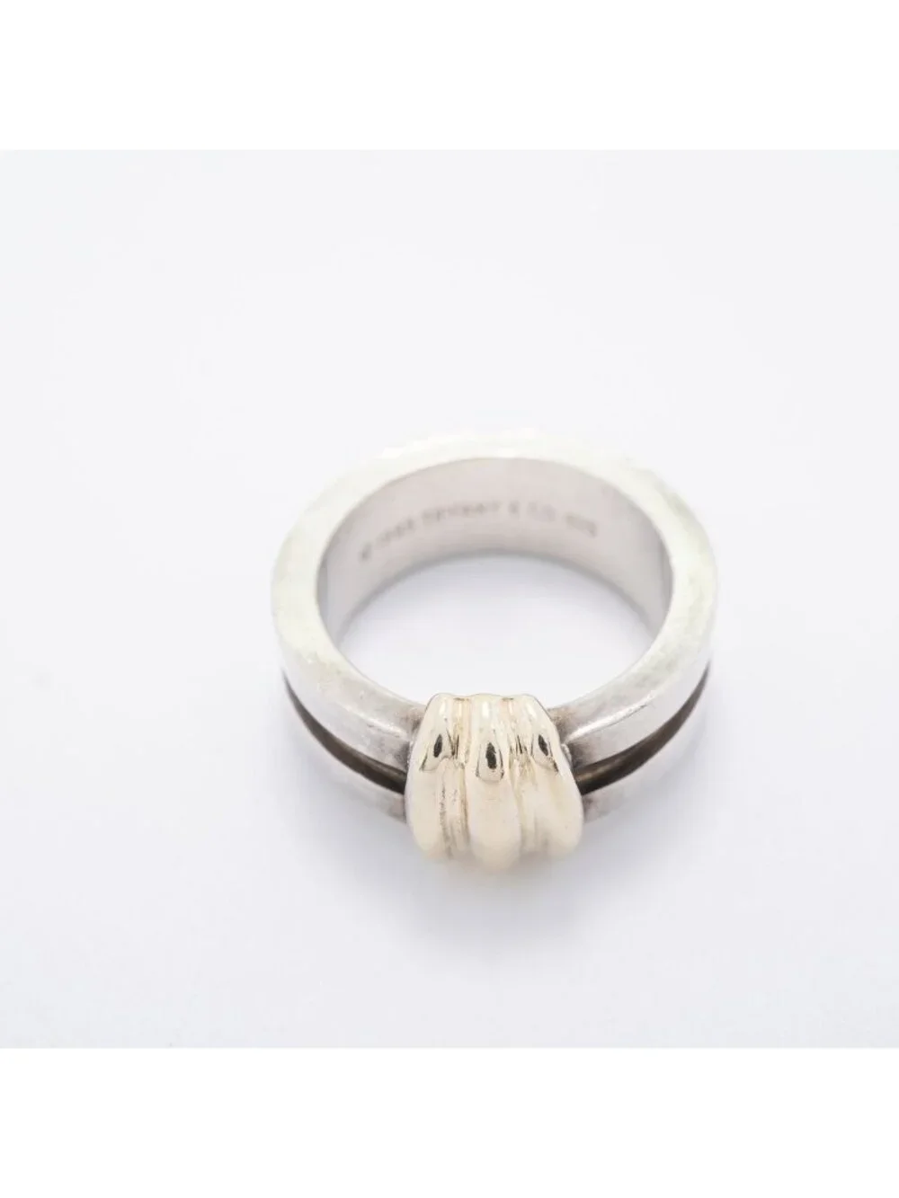 Tiffany & Co Ring Groove with 18K Yellow Gold 925 Sterling Silver